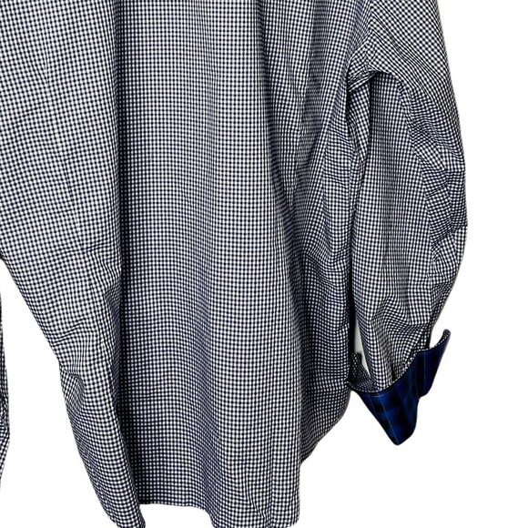 Verri Mens Blue Gingham Button Down Collared Dress Shirt Size XL 44 u - Picture 6 of 7